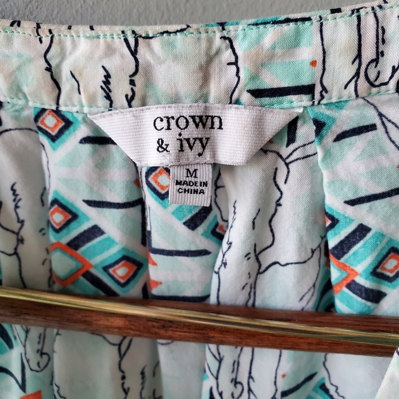 Sleeveless Rayon Tribal Elephant Half Button V-neck Tunic Blouse Medium(COPY) - Picture 6 of 16